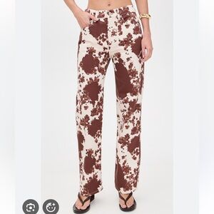 Reformation Brown and Cream Wide Leg Pants